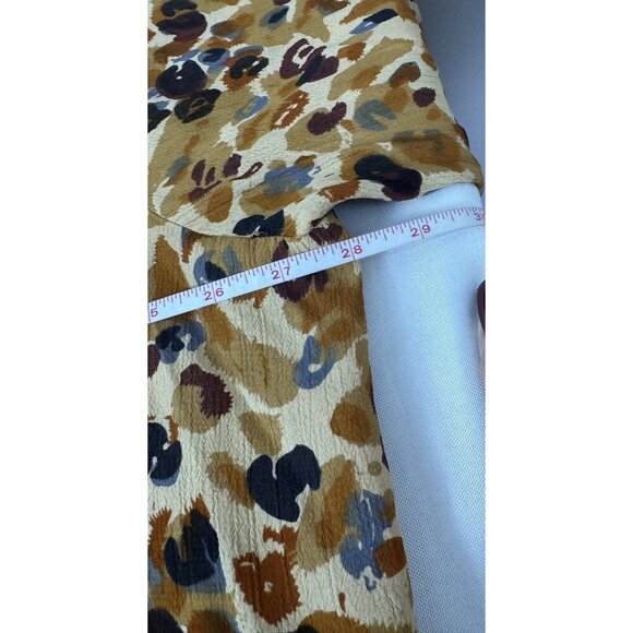 Silhouettes Top 3X Golden Blue Leopard Animal Print Mobwife Button Up Blouse - Picture 7 of 10